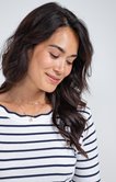 Tee-shirt rayures col bateau festonné