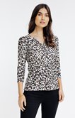 Tee-shirt col mao imprimé léopard