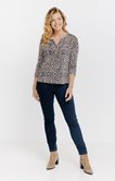 T-SHIRT COL MAO IMPRIME LEOPARD 