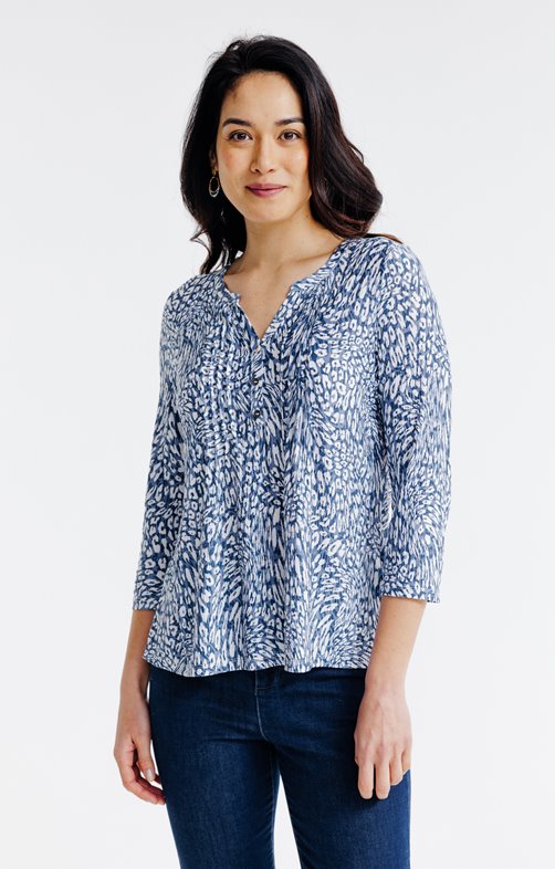 T-SHIRT COL MAO AVEC PLIS IMPRIME 