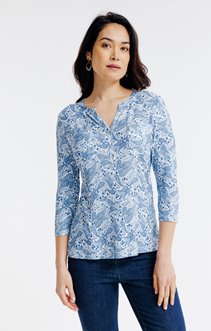 T-SHIRT COL MAO AVEC POCHE IMPRIME