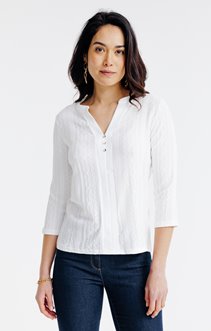 T-shirt uni fantaisie manches 3/4