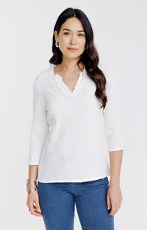 Tee-shirt brodé manches 3/4