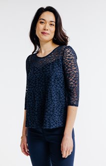 Tee-shirt dentelle manches 3/4