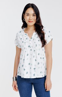 Tee-shirt col mao avec plis