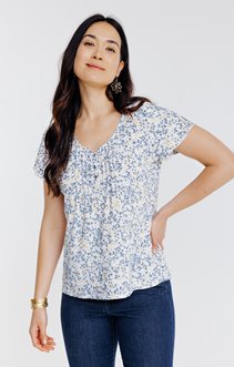 Tee-shirt avec plis imprimé petite fleur