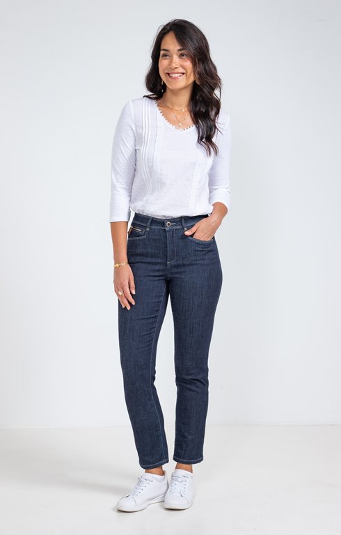 Pantalon 7/8 denim brut zippé