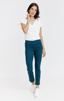 Pantalon 7/8 coton stretch détail bijou