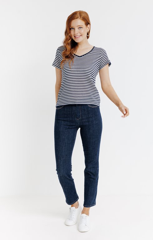 Pantalon 7/8 en denim brut 