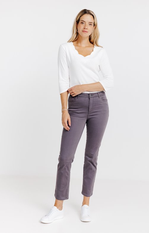 Pantalon 7/8 coton détail clous poches