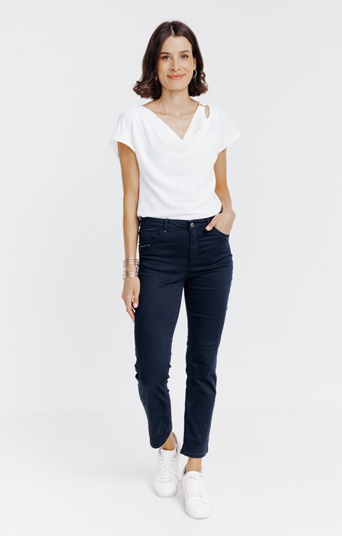 Pantalon 7/8 coton détail clous poches