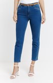 Pantalon 7/8 satin denim stone ceinture
