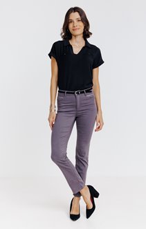 Pantalon 7/8 coton viscose avec ceinture