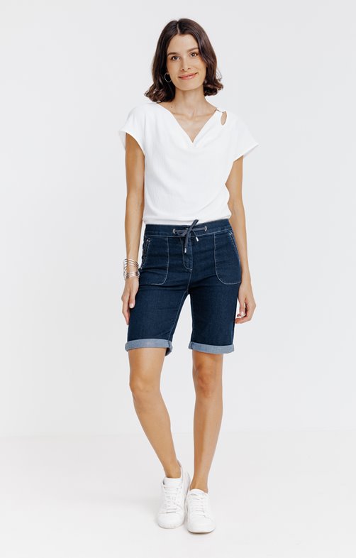 Short coupe jogging en denim brut