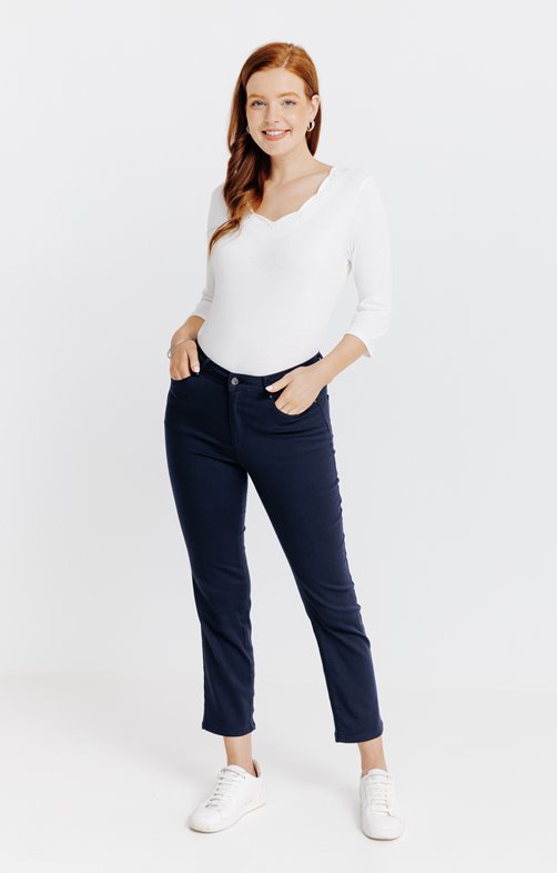 Pantalon 7/8 coton modal détail strass