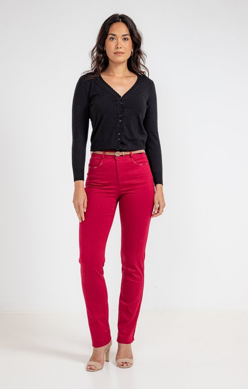 pantalon coton stretch détail clous