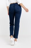 Pantalon 7/8 satin denim brut ceinture