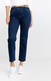 Pantalon 7/8 satin denim brut ceinture