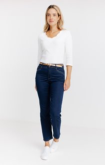 Pantalon 7/8 satin denim brut ceinture