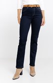 Pantalon satin denim broderie fleur