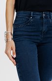 Pantalon 7/8 denim détail strass 