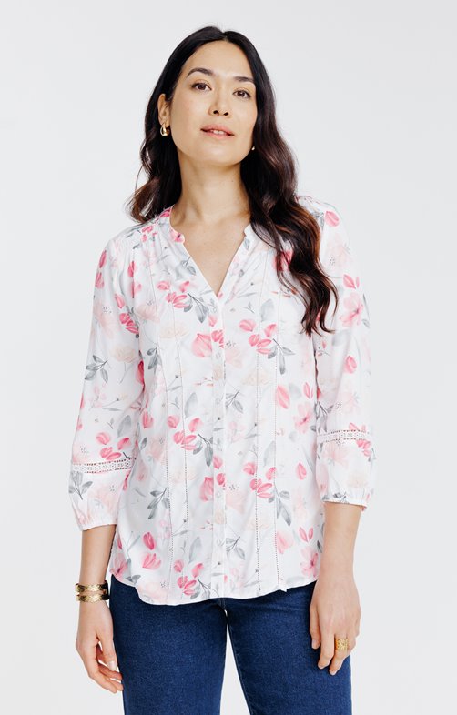 Blouse boutonnée imprimé fleuri