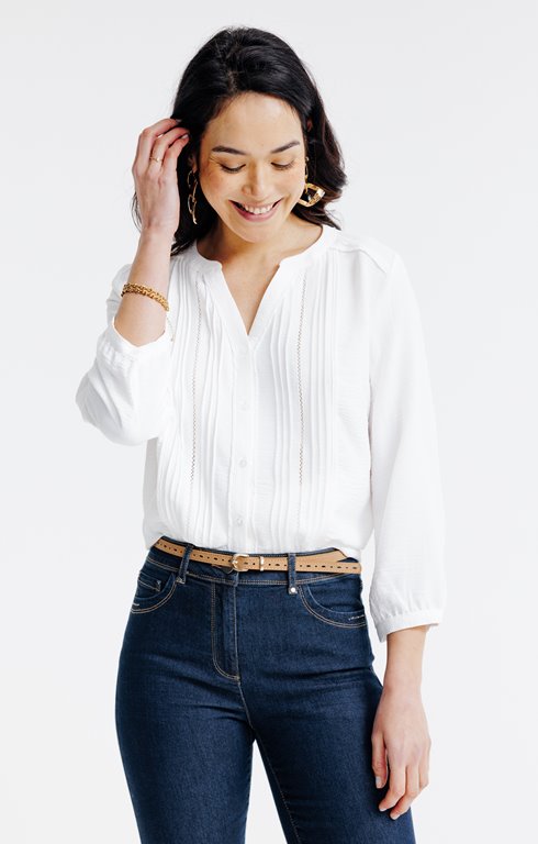 Blouse unie détails plis