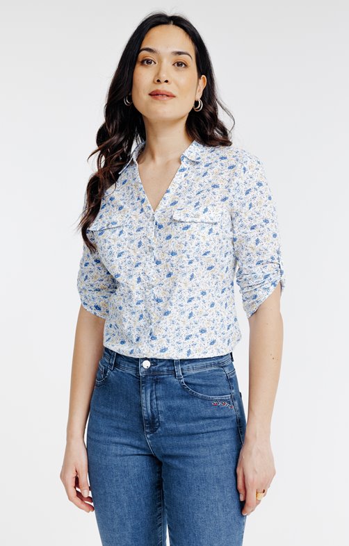 Chemise imprimée détails plumetis