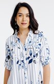 Chemise rayée imprimé fleuri