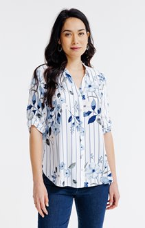 Chemise rayée imprimé fleuri