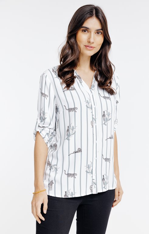 Chemise rayée imprimé jungle