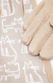 Gants fantaisie en suédine imprimé chat