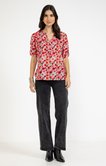 Tunique imprimée fleurs avec pompons