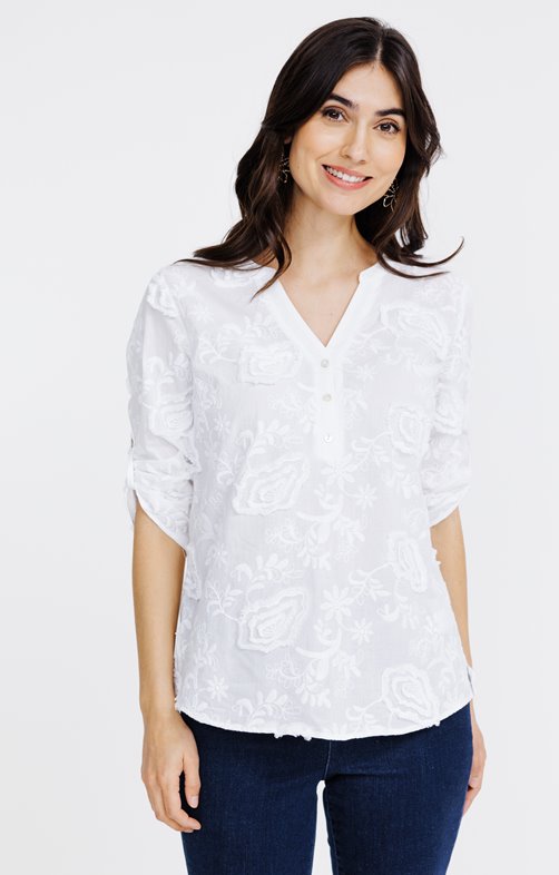 Tunique unie brodée