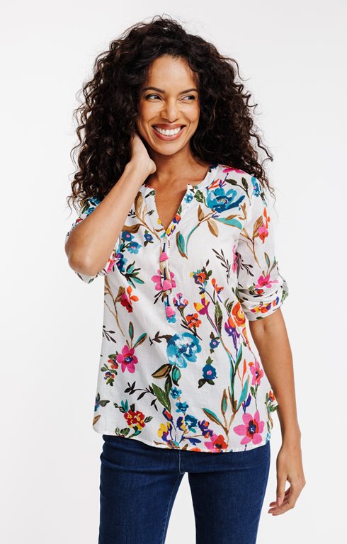 Tunique imprimée détails pompons