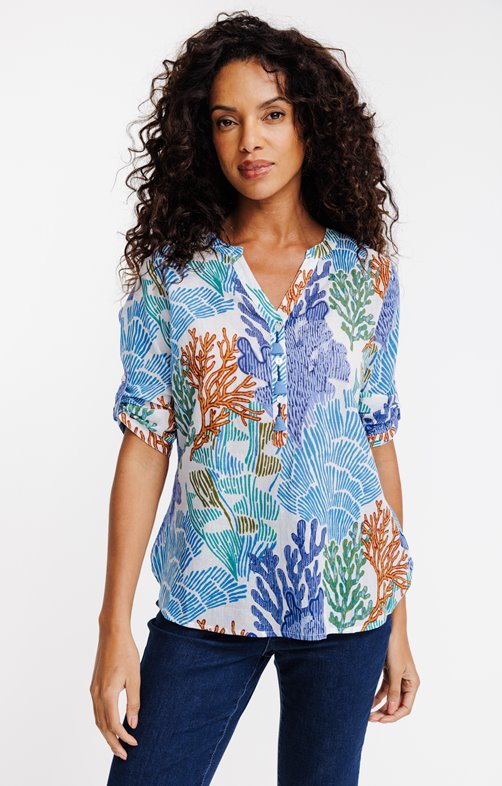 Tunique imprimée détails de pompons