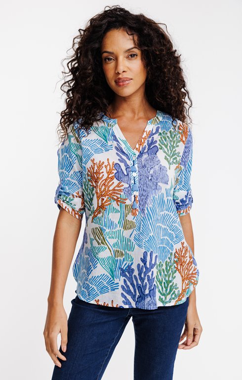 Tunique imprimée détails de pompons