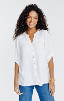 Blouse boutonnée mix matières