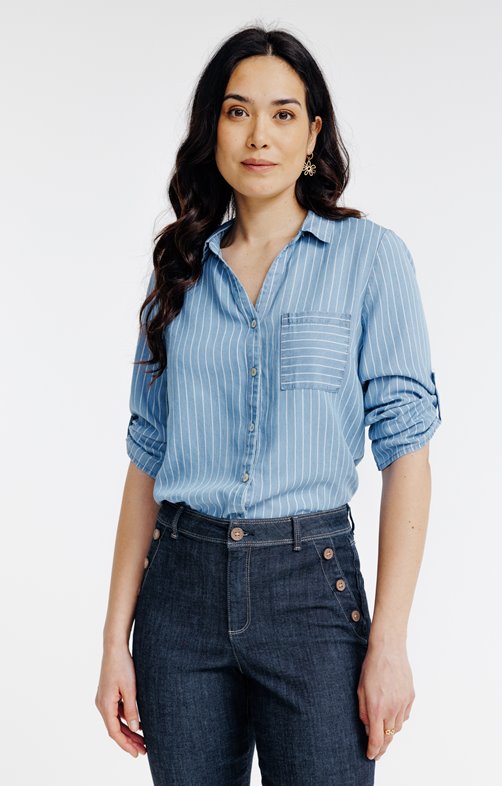 Chemise rayée en lyocell