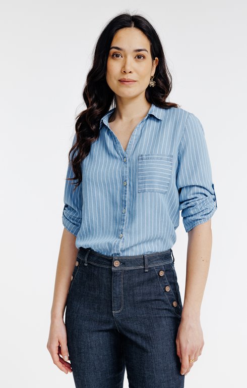 Chemise rayée en lyocell