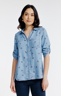 Chemise imprimée cerise en lyocell