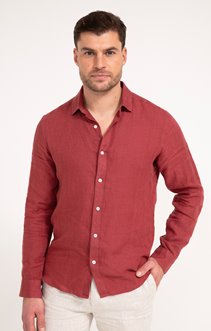 Chemise manches longues unie en lin