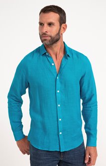 Chemise manches longues unie en lin