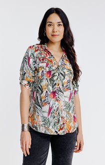 Chemise avec poches imprimé tropical