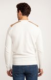 Pull col tunisien blanc chambray