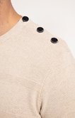 Pull col rond beige avec boutons