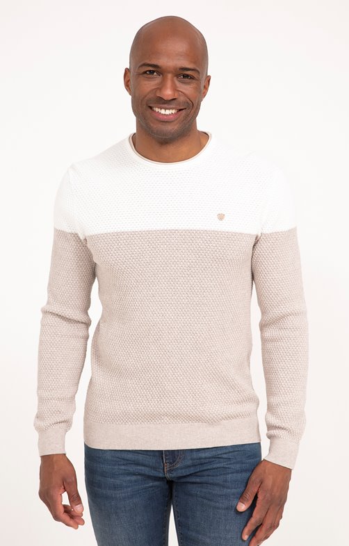 Pull col rond bicolore big