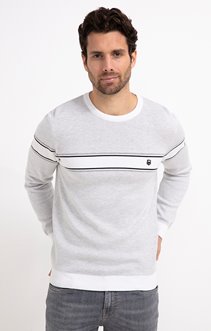 Pull col rond fine rayures