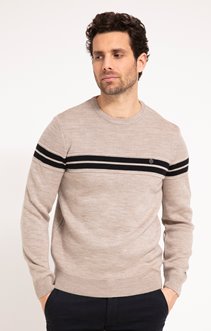 Pull col rond rayé miel