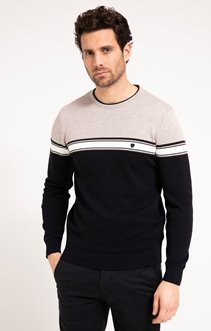 Pull col rond bicolore risotto